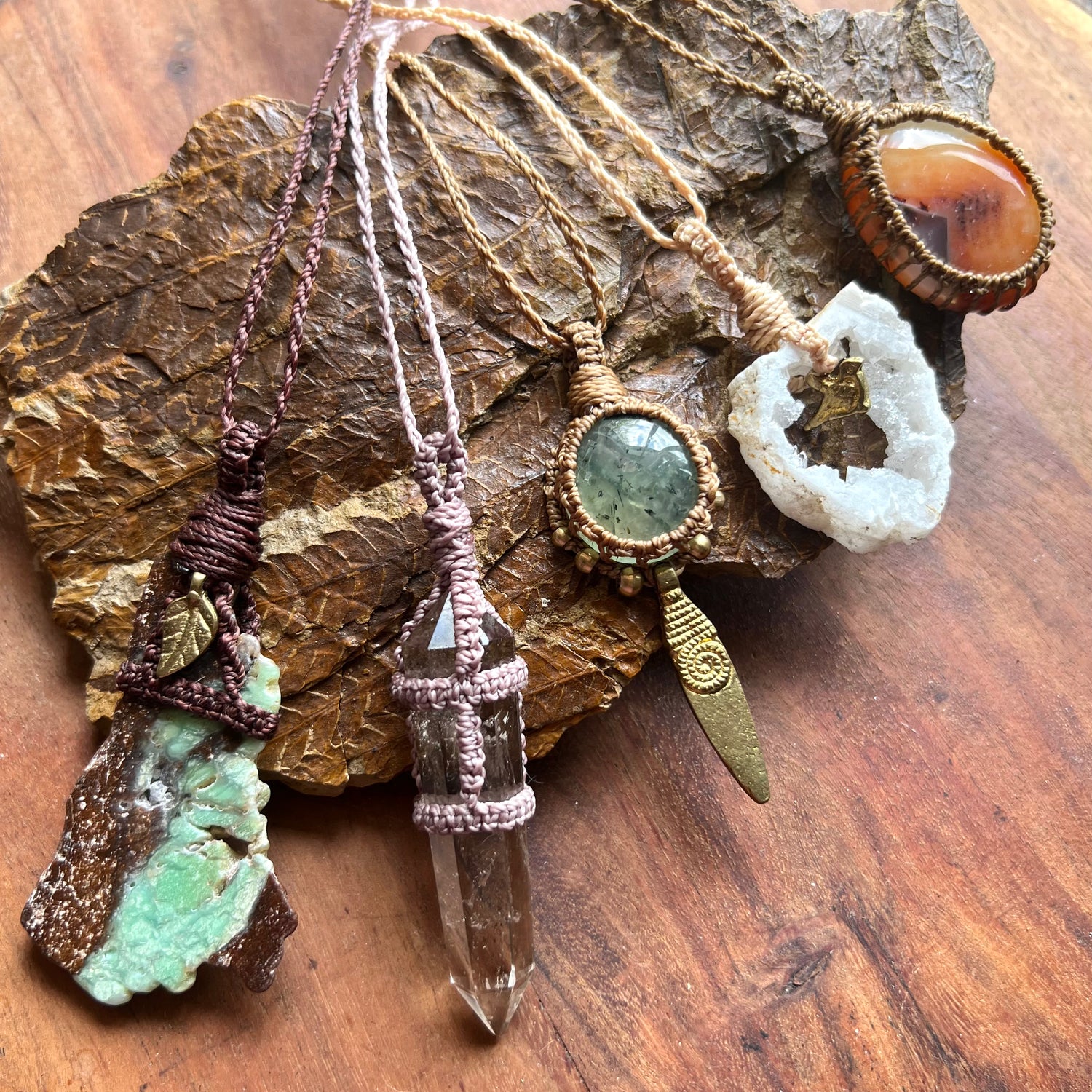 Crystal Macrame Necklaces & Intention Talismans