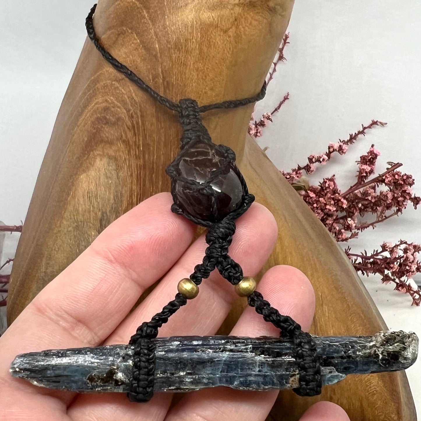 'Daenerys' | Raw Australian Ocean Kyanite and Polished Garnet Crystal Necklace