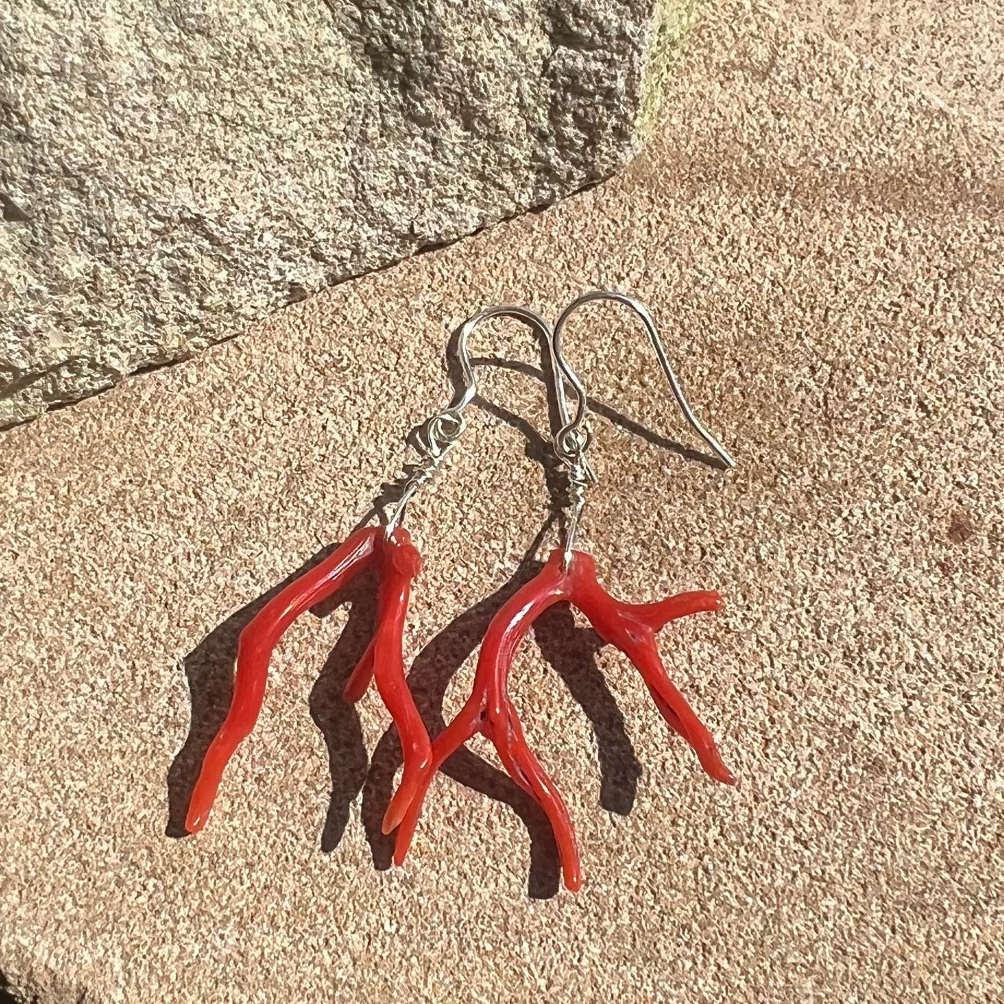 Red Coral (Italy) Sterling Silver Earrings