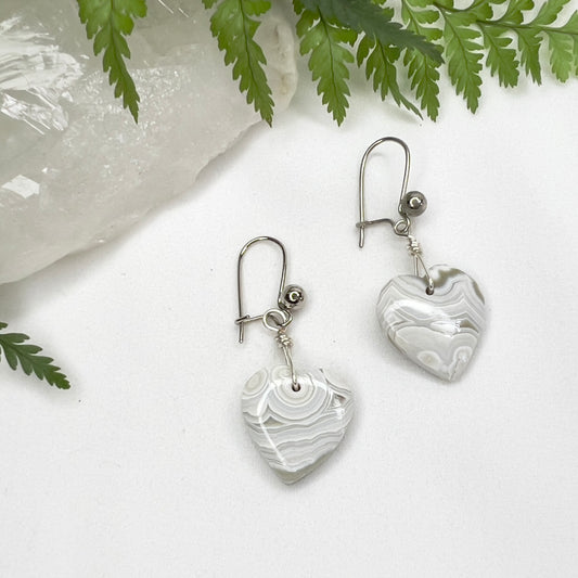 Crazy Lace Agate Heart Crystal Earrings: Playful ∙ Inner Strength ∙ Optimism