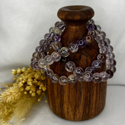Garden/Lodalite Amethyst Stretch Crystal Bracelet: Intuition | Connection to Nature | Spiritual Growth