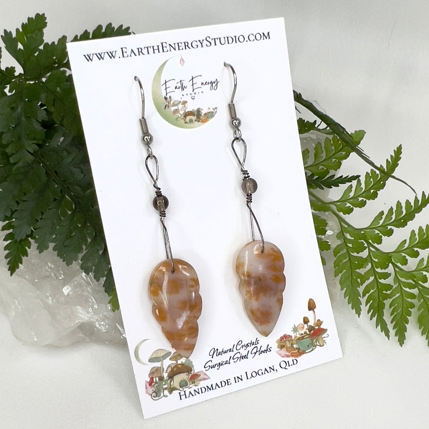 Dendrite Agate Crystal Earrings: Connection with Nature ∙ Grounding ∙ Growth