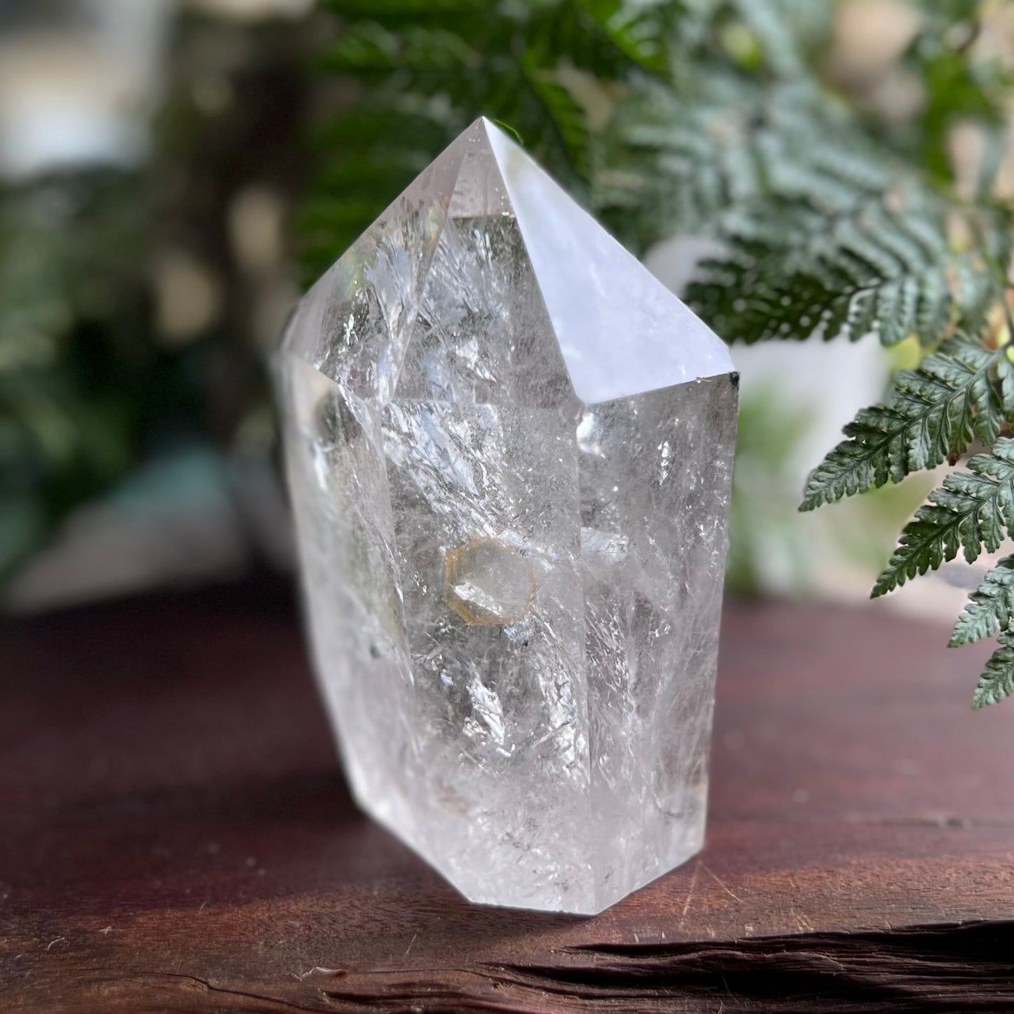 Chunky Polished Hyaline Quartz Point with Inclusions | Brazil | Chlorite, Rainbows & Penetrator