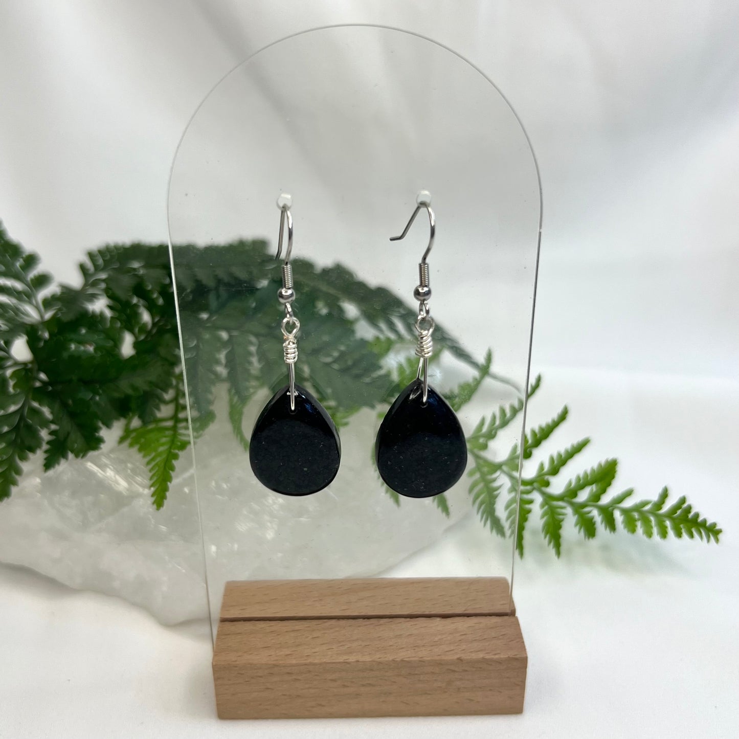 Black Tourmaline Crystal Earrings: Stability ∙ Protection ∙ Grounding