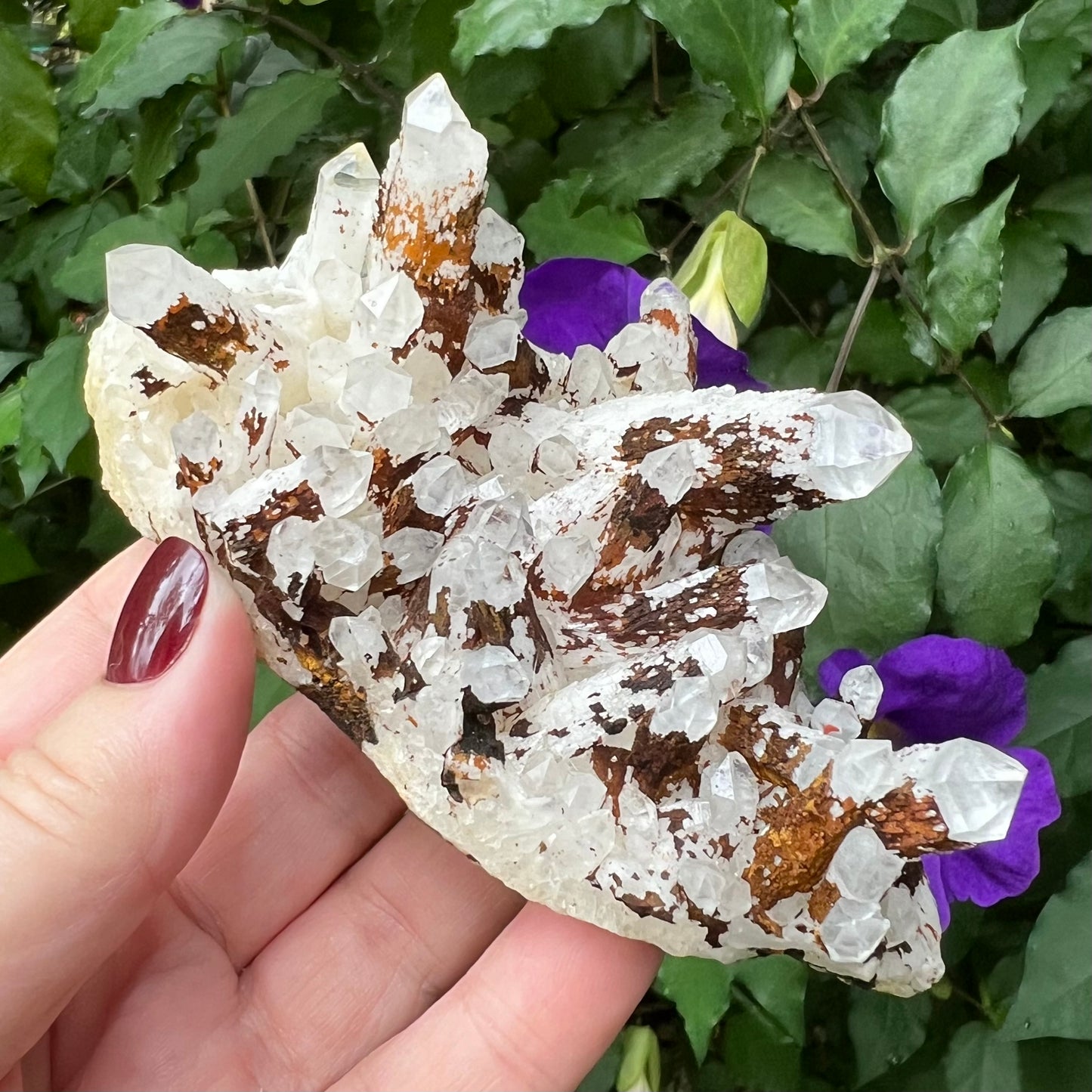 Candle Quartz Cluster with Iron Ore inclusions - Madagascar