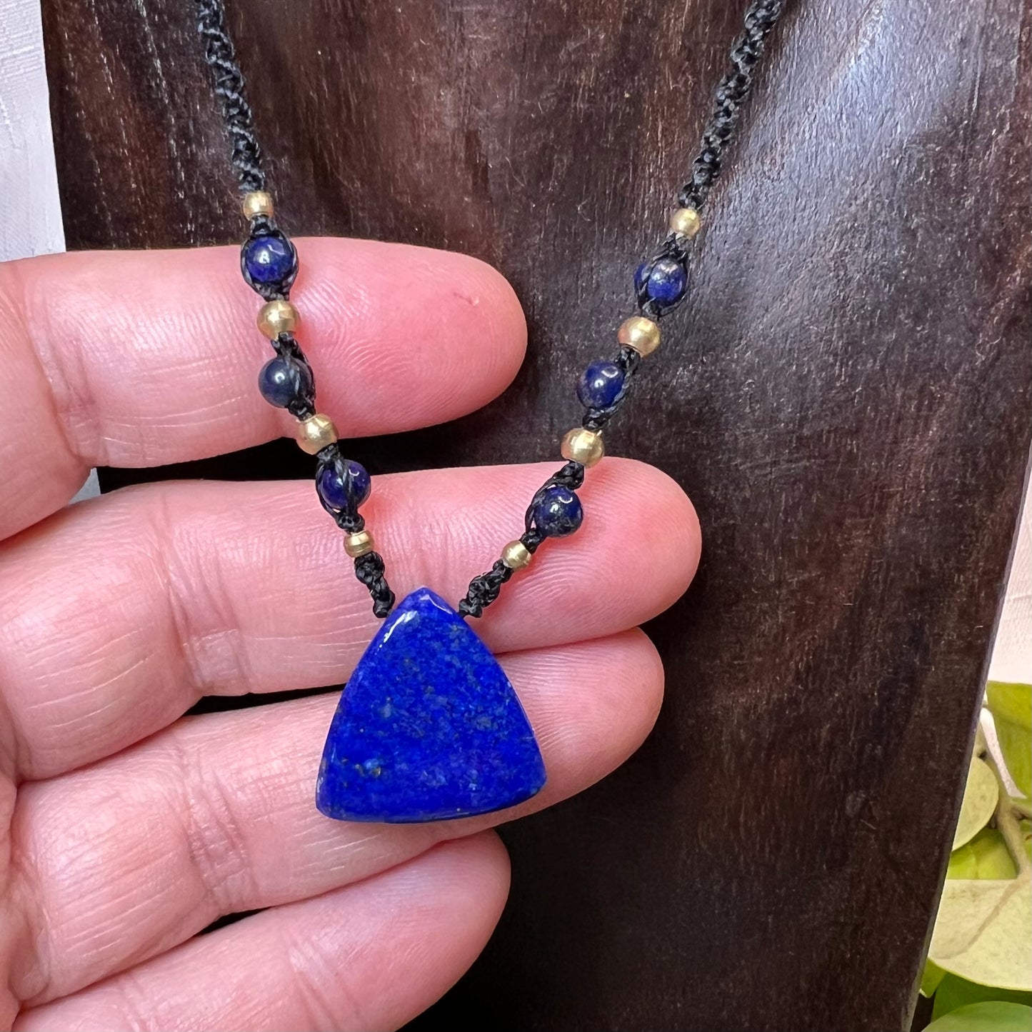 Lapis Lazuli Petite Macrame Crystal Necklace