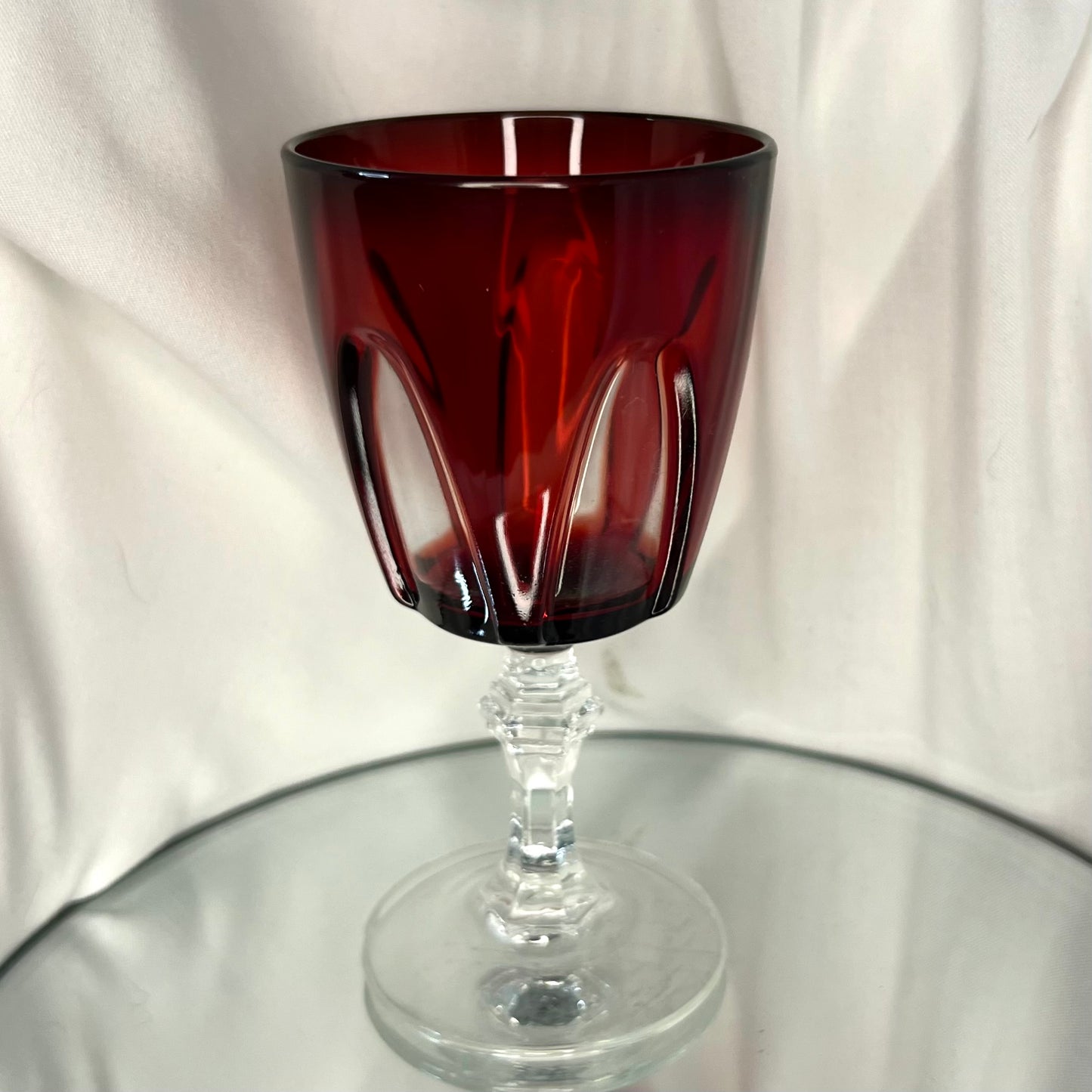 Vintage 'Gothic Arches' Cristal d'Arques Durand stemware Wine Glass  | Blood Ruby Red Lead Crystal Glass Altar Decor | circa 1970s