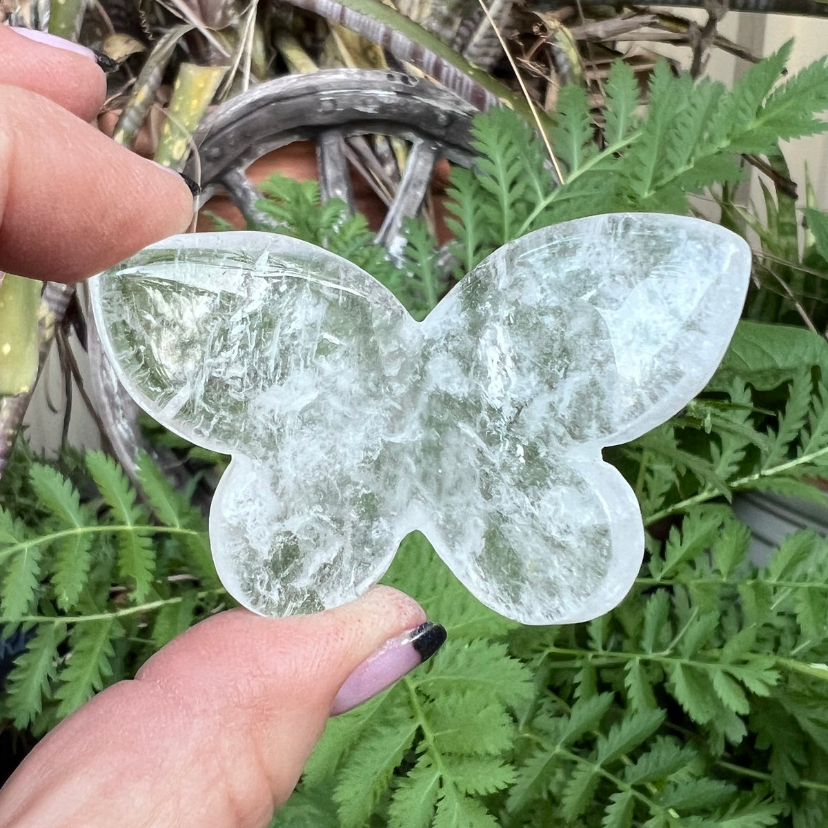 Clear Quartz 3D Butterfly Carving