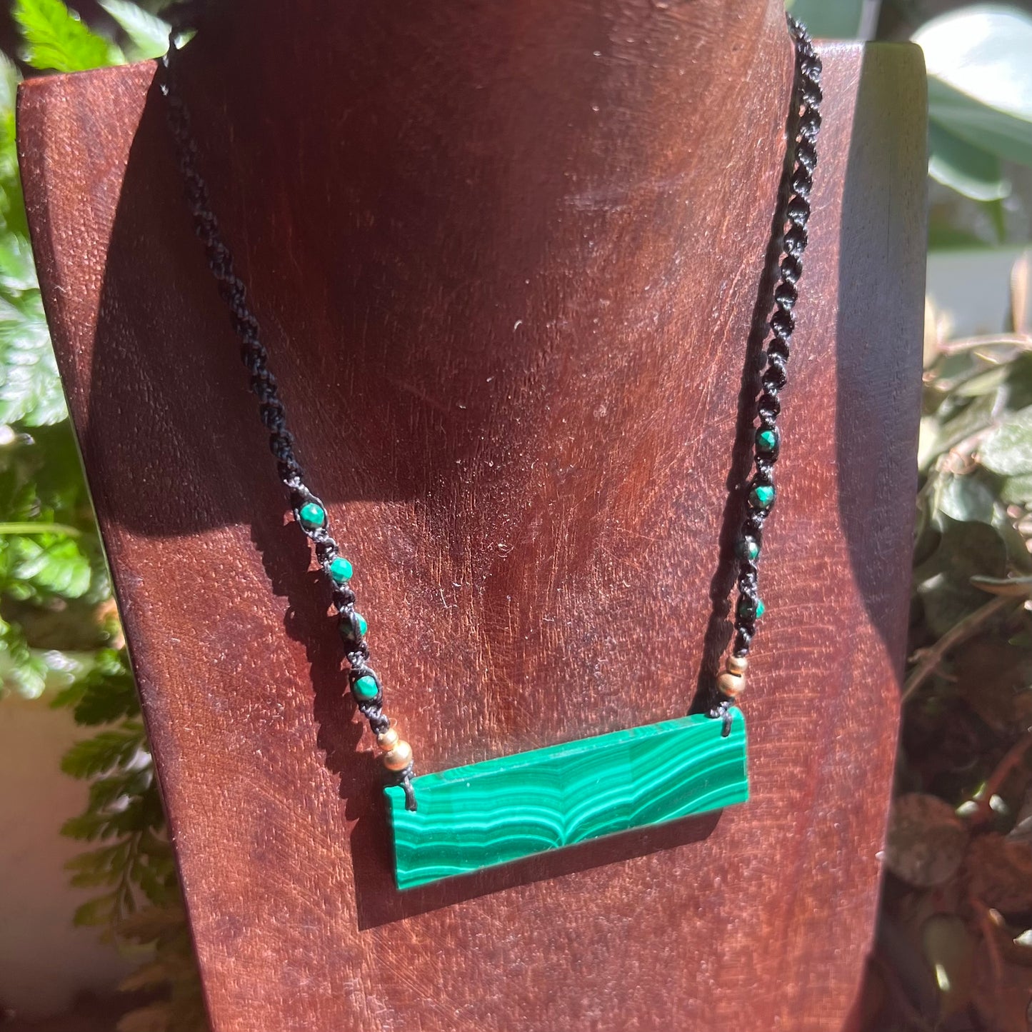 Malachite Crystal Macrame Necklace