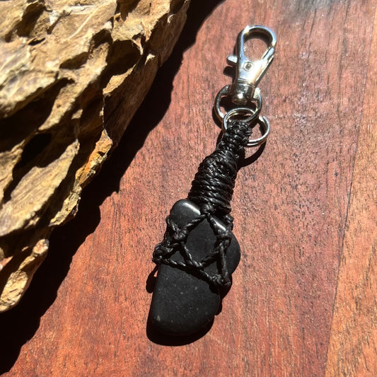 Shungite Crystal Macrame Keyring Charm | Pet Collar Charm