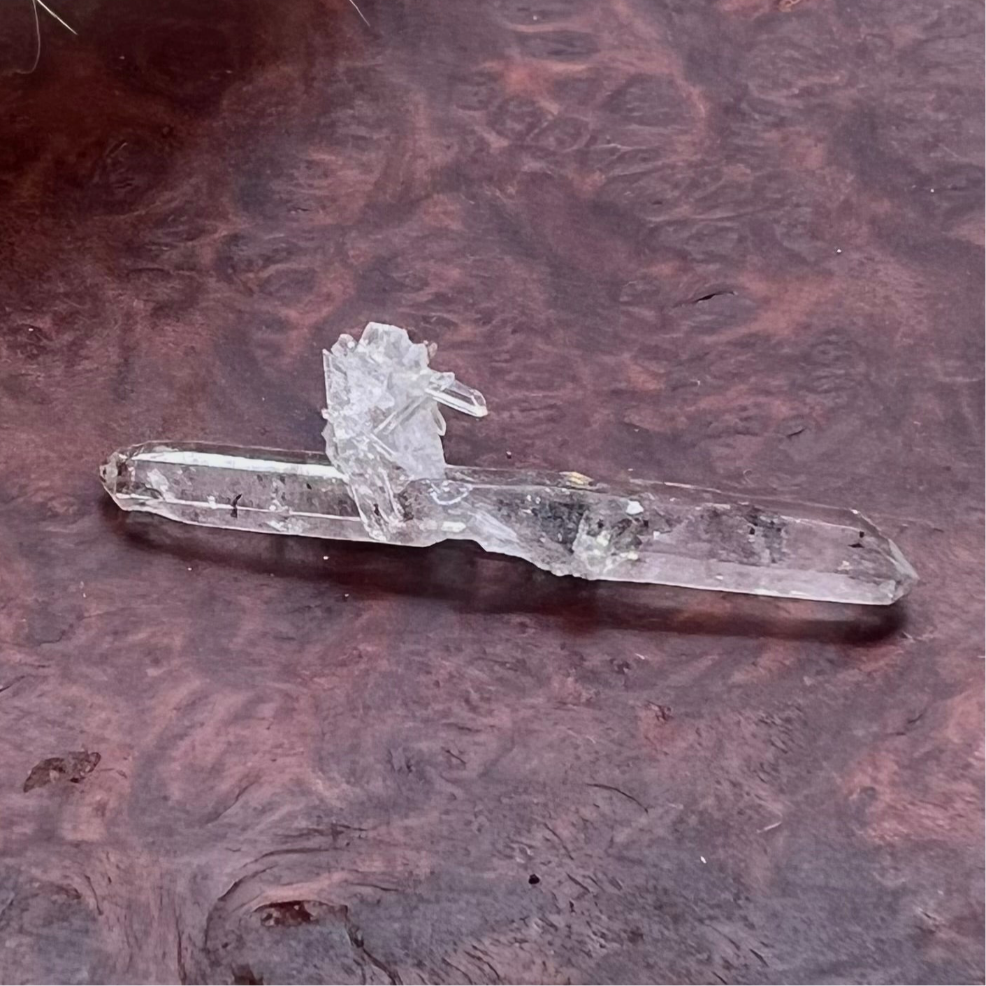 Inclusion 'Inky' Quartz Mini Double Terminated Needle - Jinkouhe, Sichuan Province, China