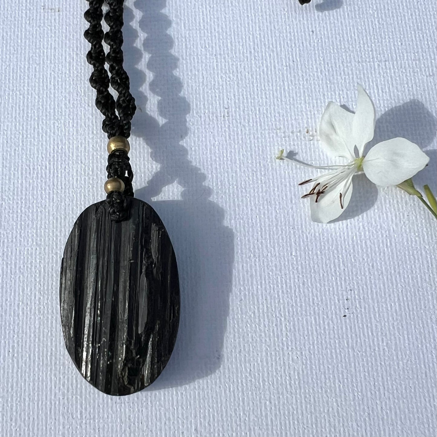 Black Tourmaline Macrame Necklace