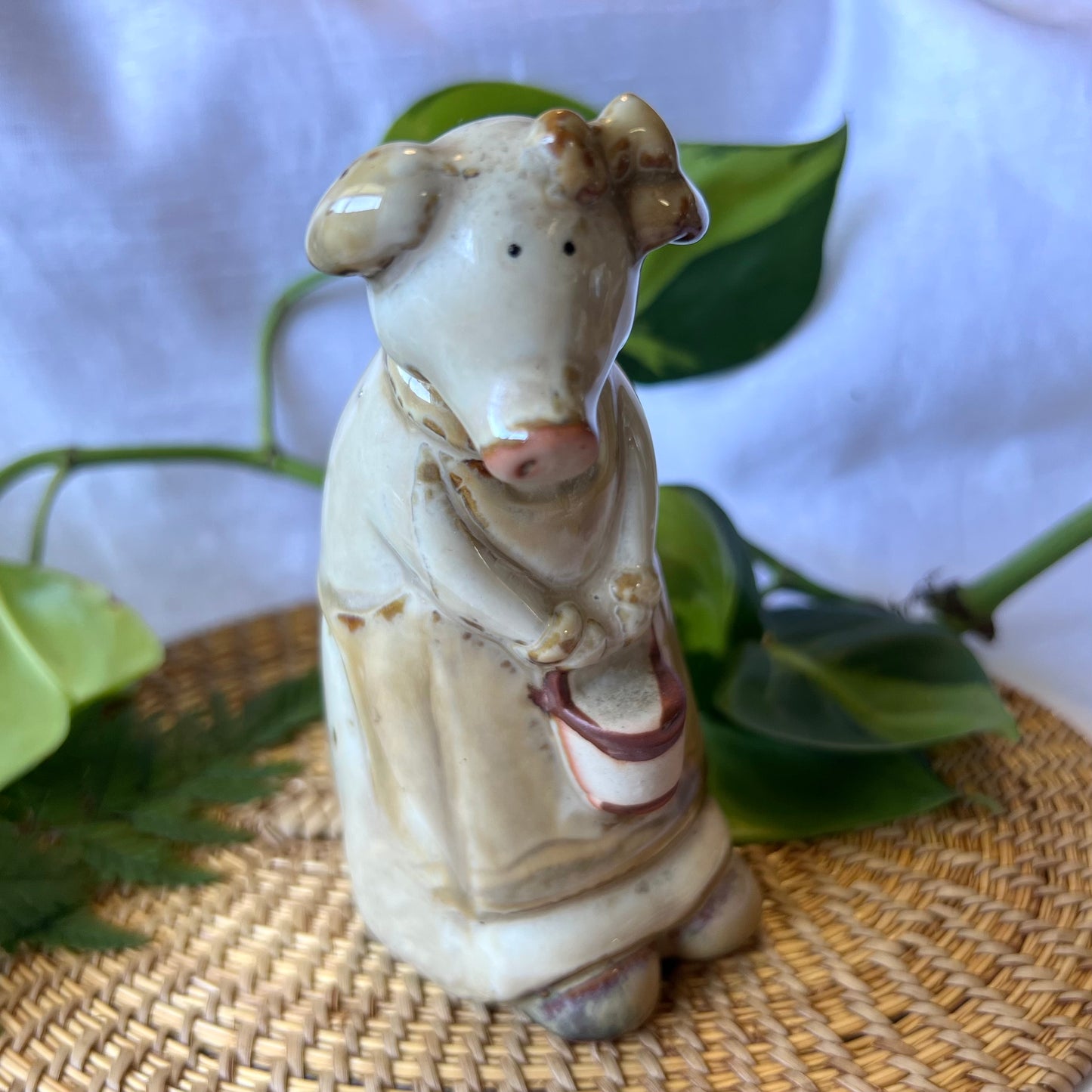 Ceramic anthropomorphic Pig Duo - Childhood Sandpit Play Scene