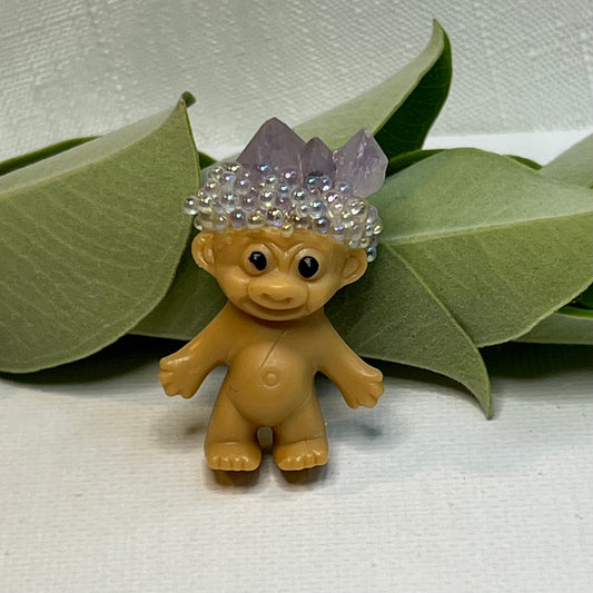 Amethyst Gnome Magnet with a Rainbow Bubble Crown