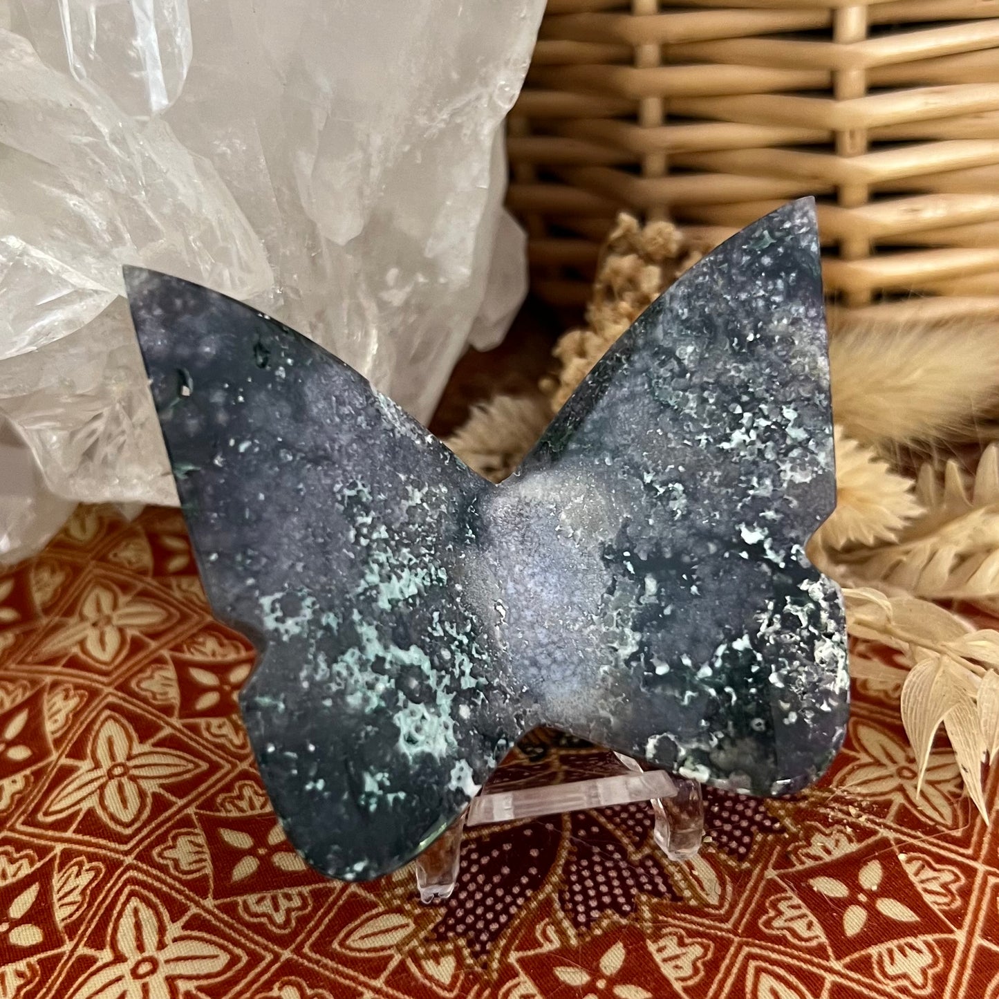 Grape Agate 3D Butterfly Carving