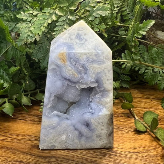 Blue Lace Agate Druzy Tower