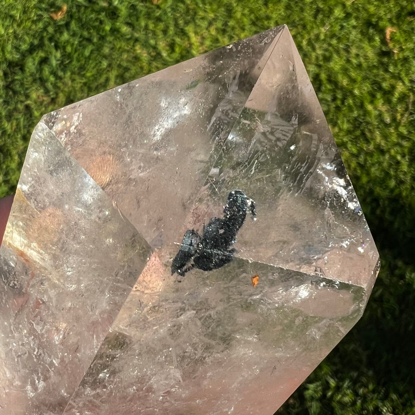 Chunky Polished Hyaline Quartz Point with Inclusions | Brazil | Chlorite, Rainbows & Penetrator