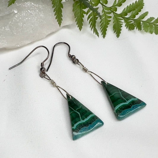 Chrysocolla in Malachite Crystal Earrings: Emotional Healing ∙ Growth ∙ Transformation