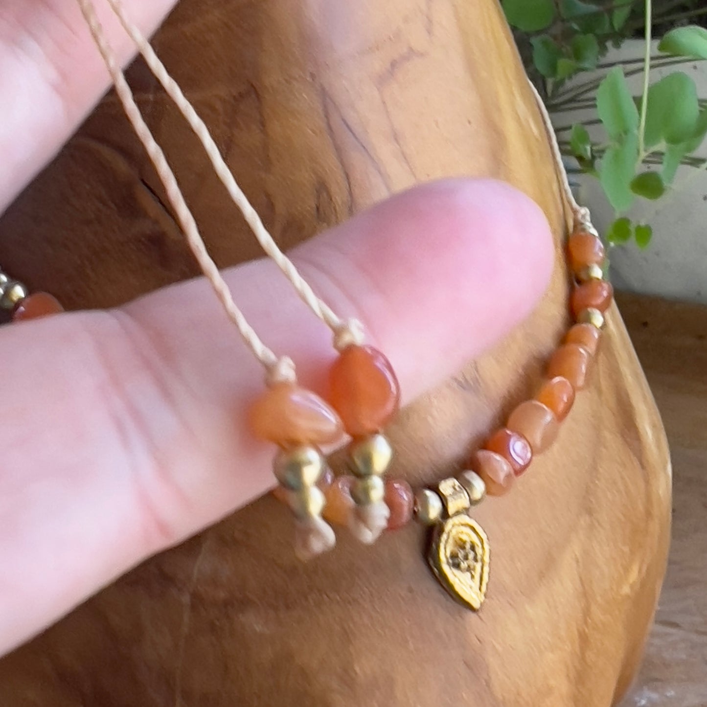 Carnelian and Brass Sacral Layer Crystal Necklace