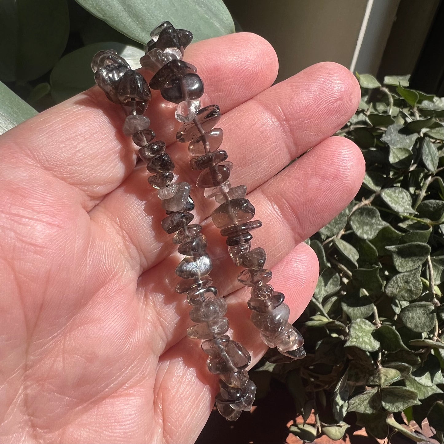 Smoky Quartz Crystal Chip Stretch Bracelet