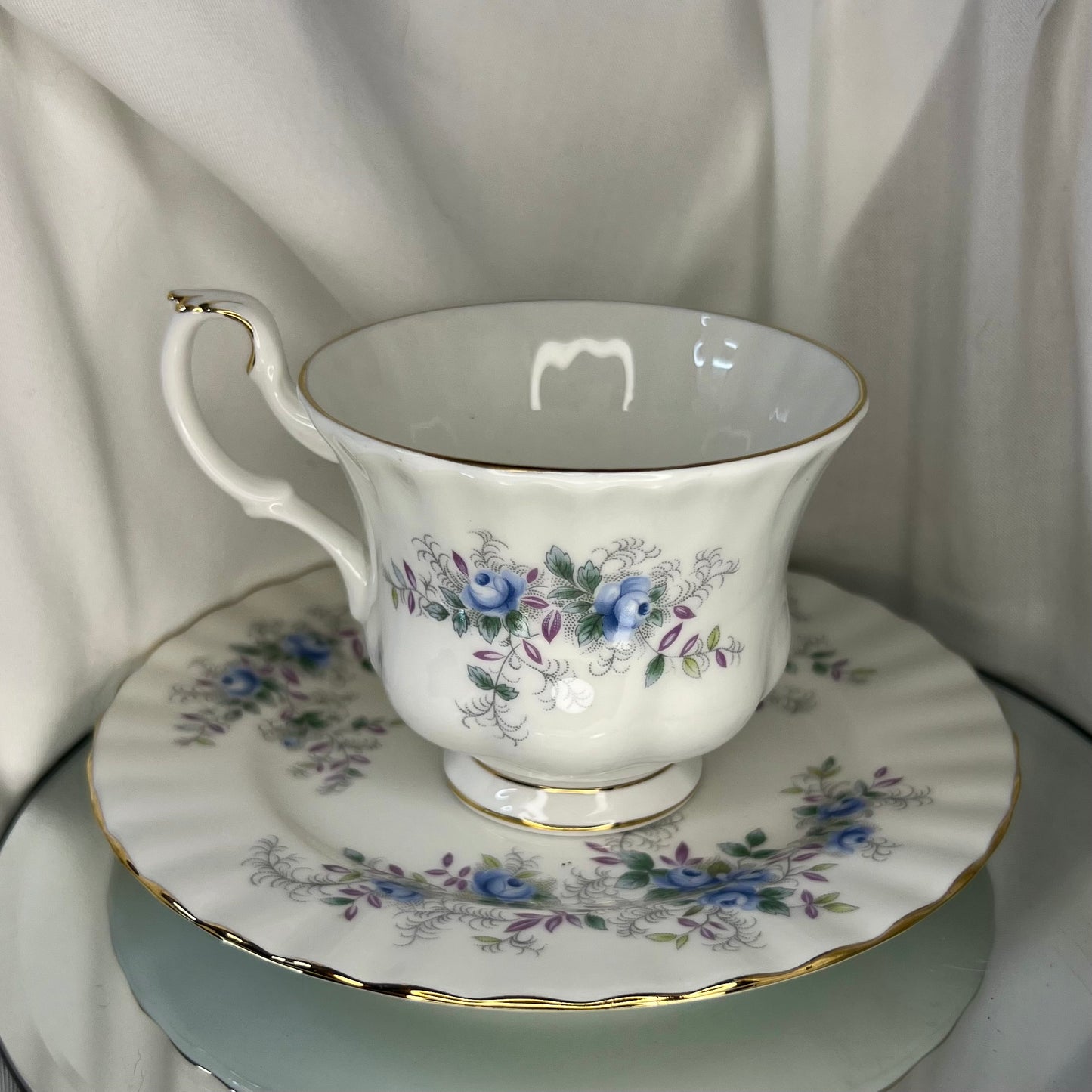 'Blue Blossom' Vintage Royal Albert Teacup & Saucer | Elegant Garden Inspired Bone China Teacup Set