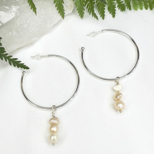 Dyed Freshwater Pearl Hoop Earrings