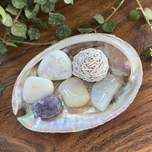 Crystal Set in Abalone Shell - Crown Chakra