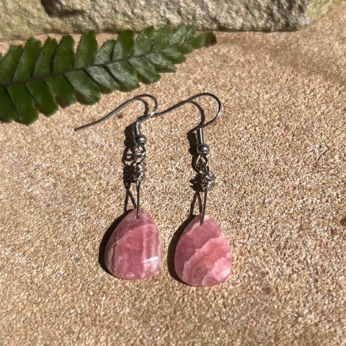 Faceted Rhodochrosite Crystal Earrings