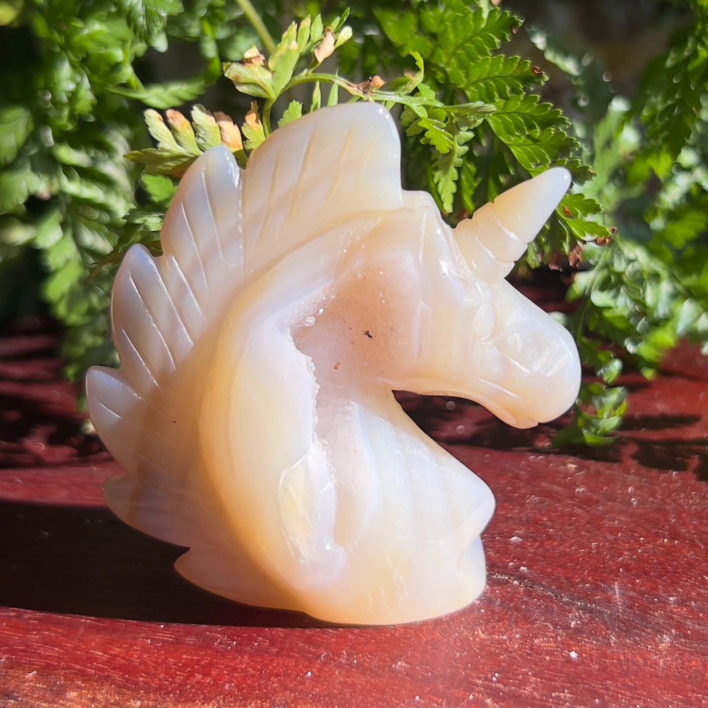 Unicorn Crystal Carving - Agate with Druzy (1)