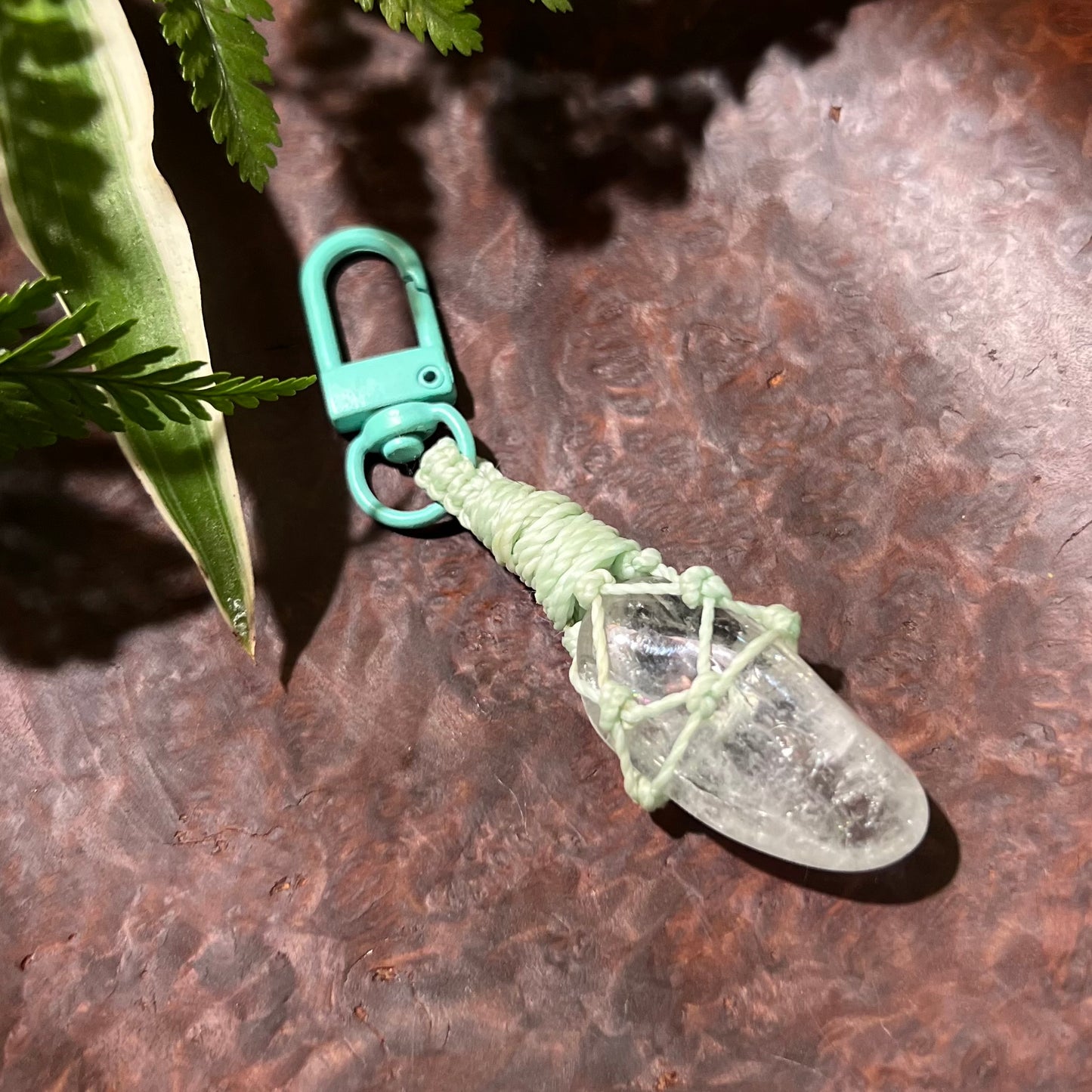Clear Quartz Crystal Macrame Keyring Charm | Mental Clarity ∙ Amplification ∙ Focus