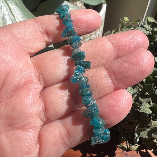 Blue Apatite Crystal Chip Stretch Bracelet