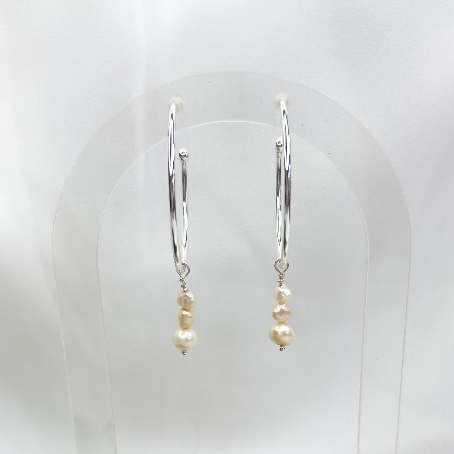 Dyed Vintage Freshwater Pearl Hoop Earrings