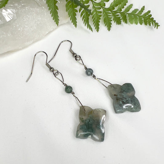 Moss Agate Crystal Earrings: Growth ∙ Healing ∙ Grounding