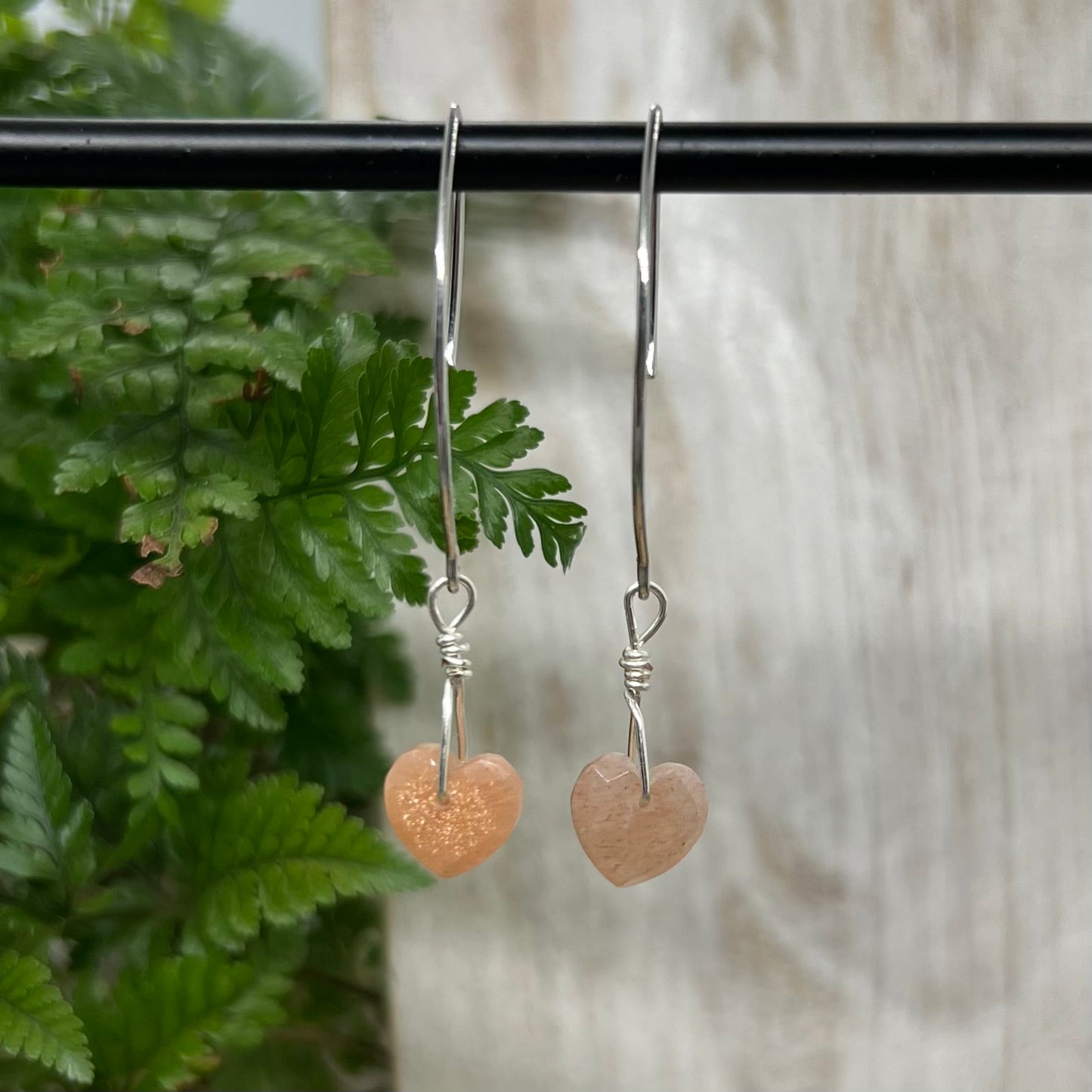 Sweet Sunstone Heart Crystal Earrings