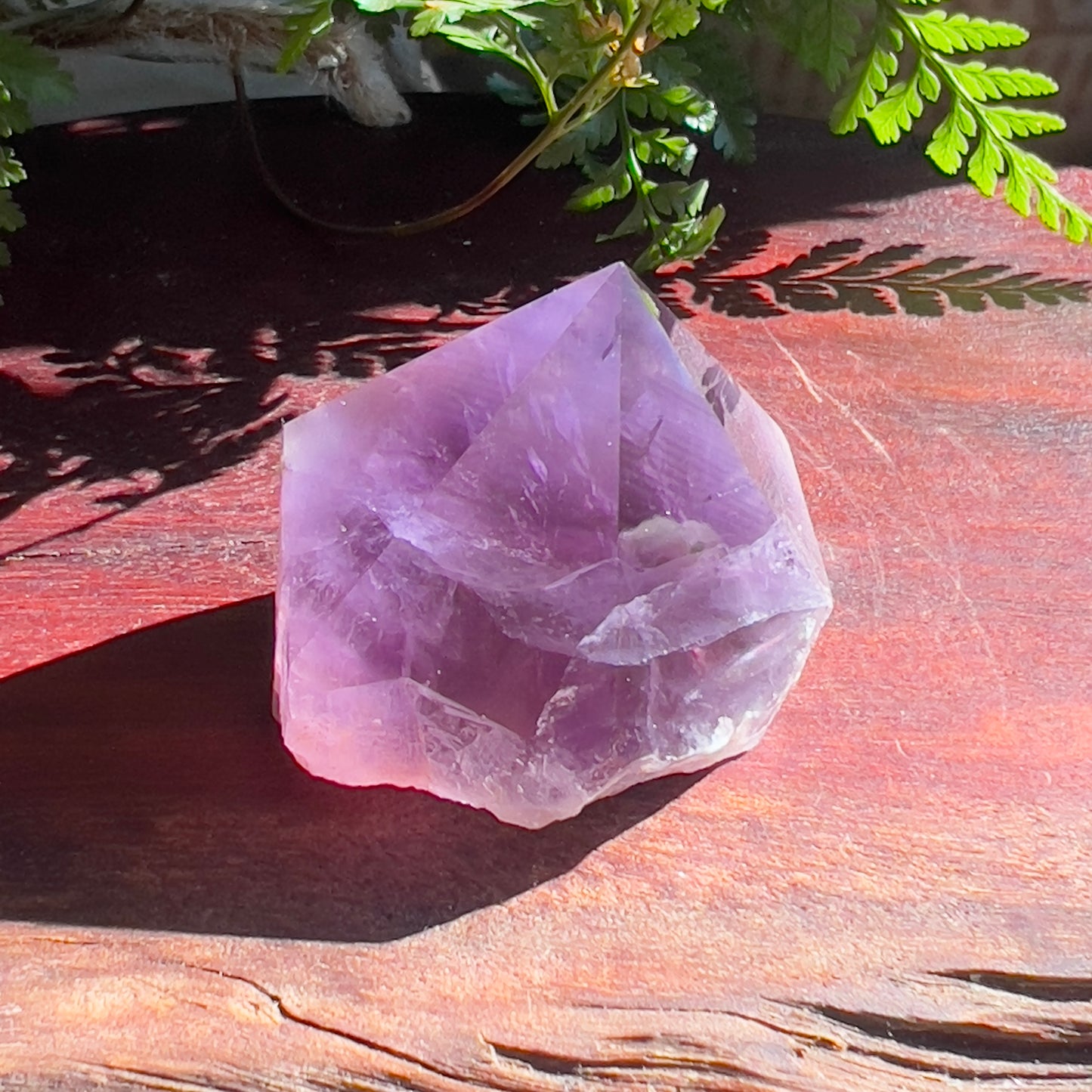 Amethyst Point: Polished faces | Raw sides | Flat base (2)