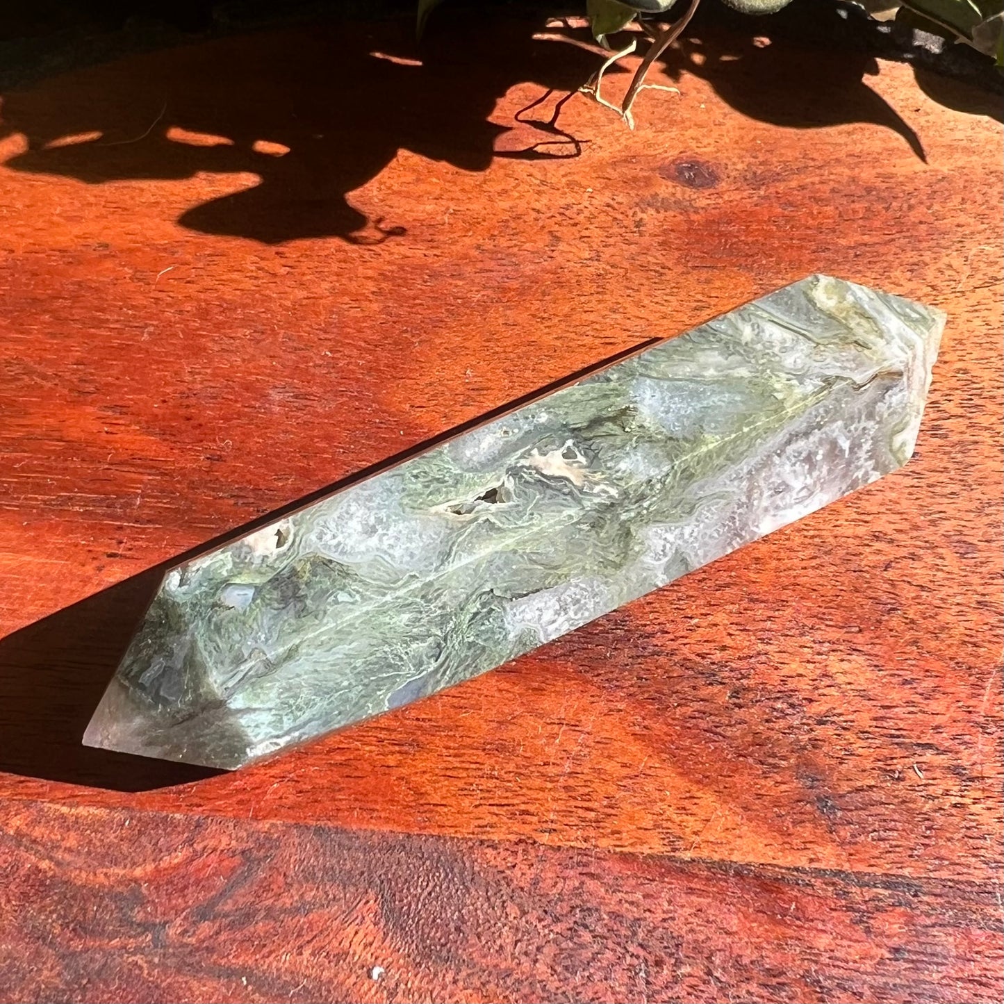 Moss Agate Double Terminated Wand