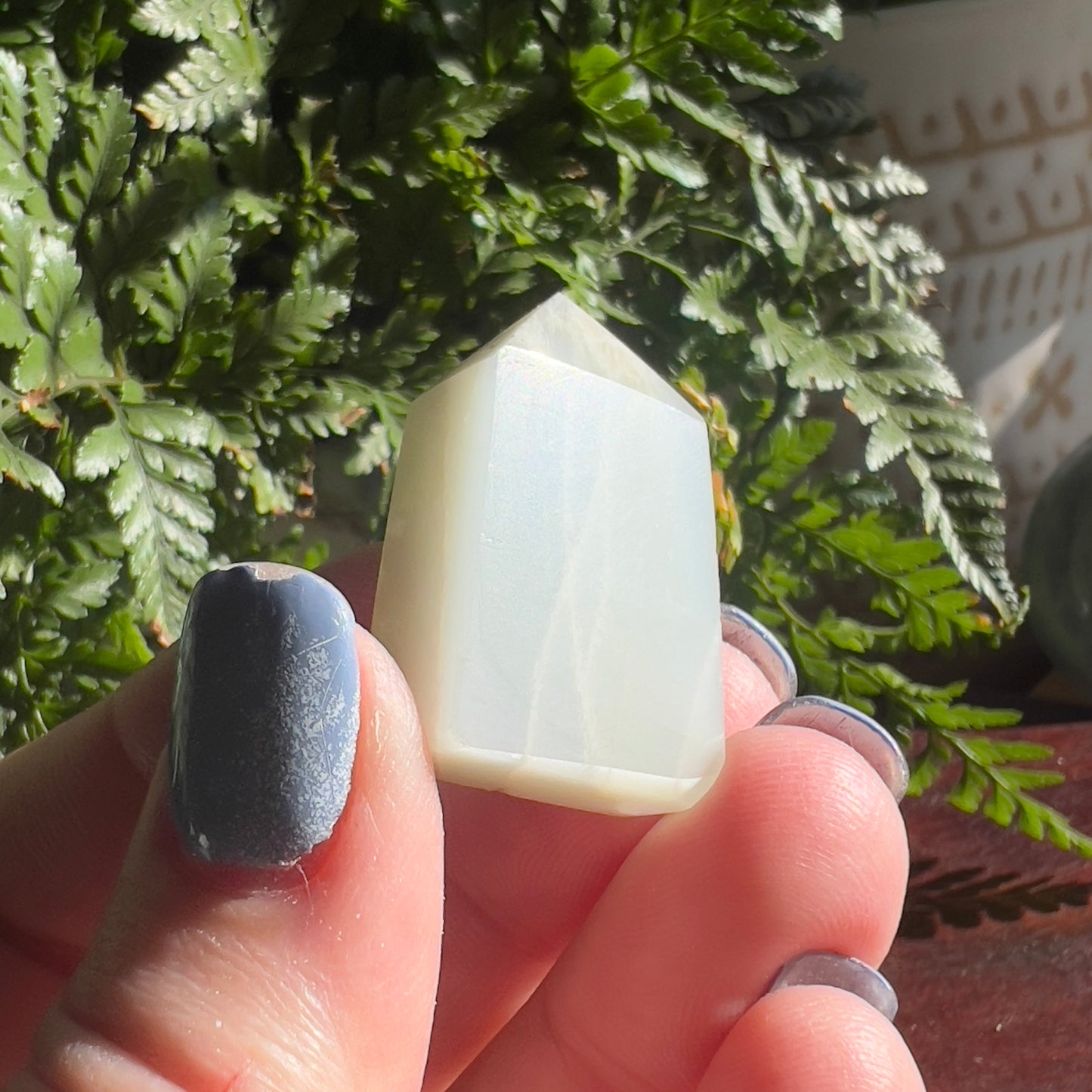 ‘Silky’ Sage Green Moonstone Mini Towers (e)