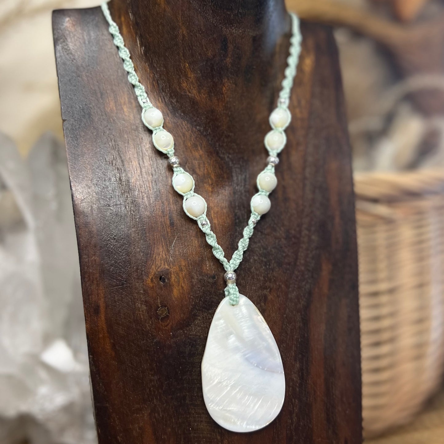 Mother of Pearl Shell Macrame Necklace