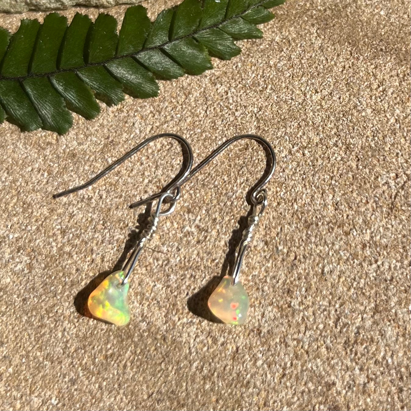 Ethiopian We'lo Opal Sterling Silver Earrings