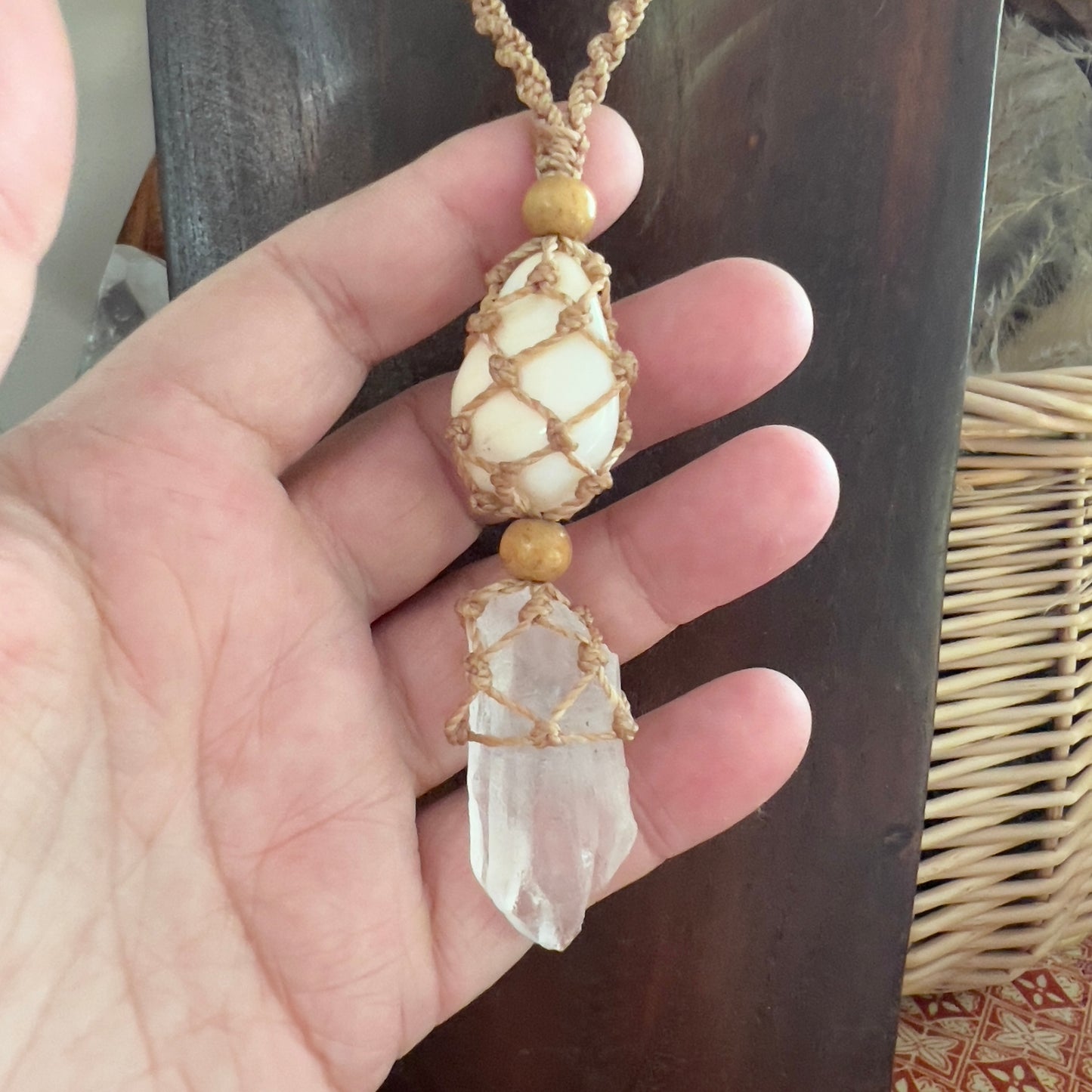 ‘Soul Speak’ Lemurian Root Quartz and White Opal
