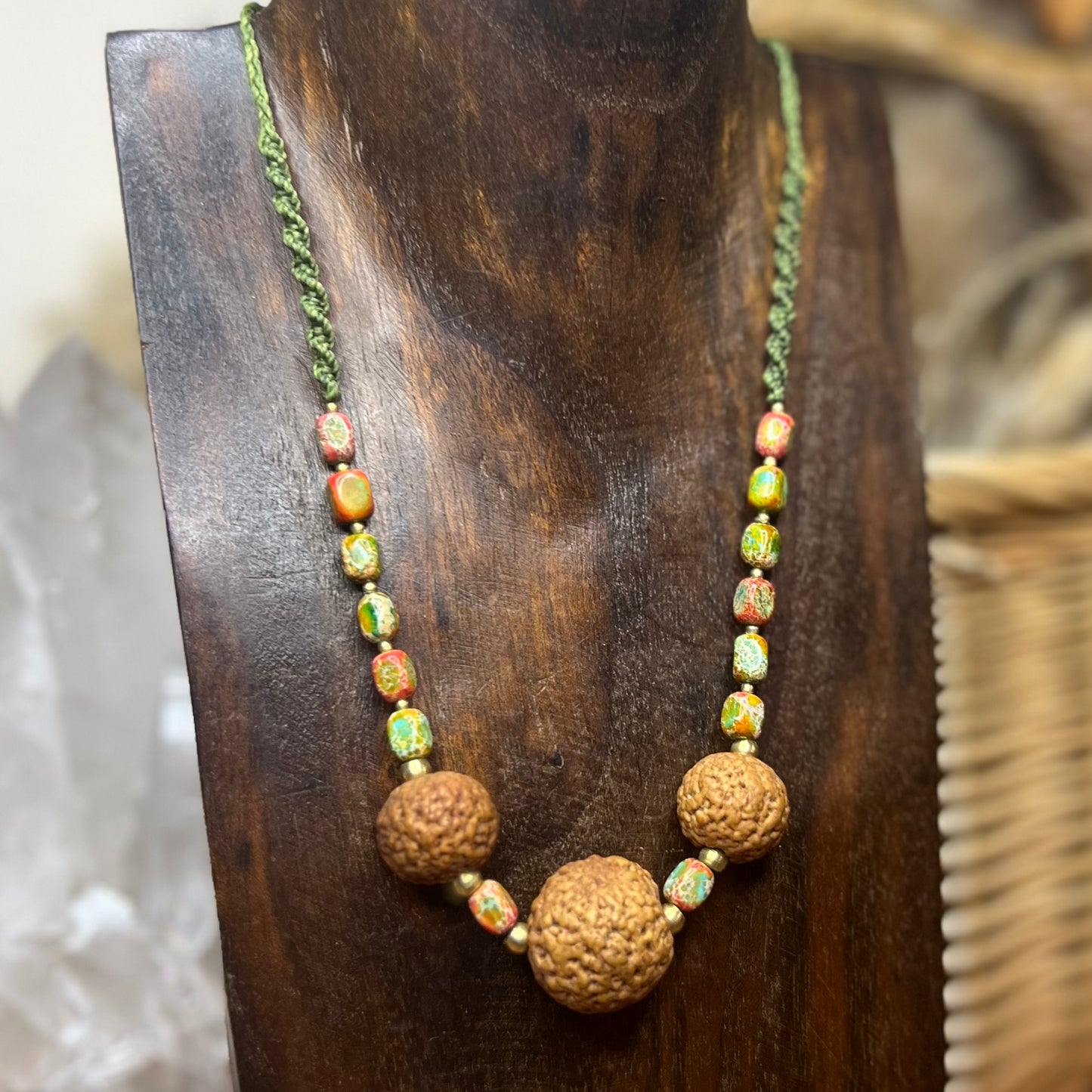 Quandong Seed & Shoushan Stone Crystal Necklace: Resilience | Prosperity | Spiritual Growth