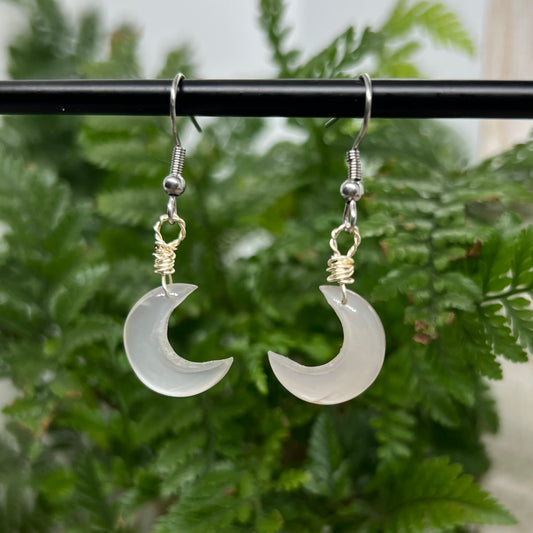 Crescent Moon Moonstone Silver Earrings