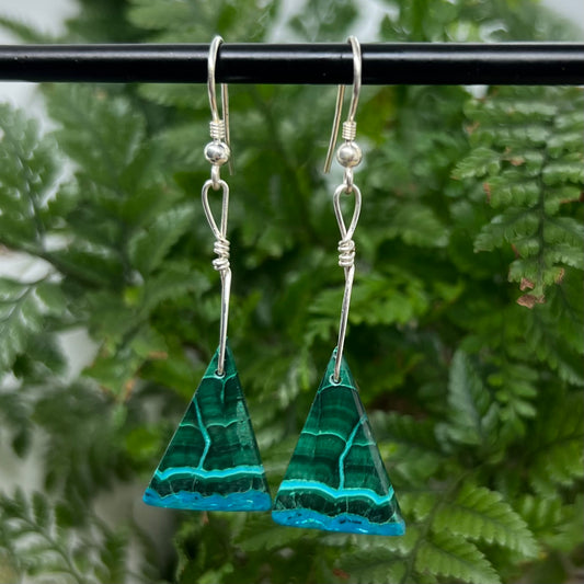 Chrysocolla in Malachite Crystal Earrings