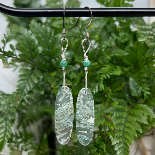 Moss Agate (Indonesian) with Aventurine Crystal Earrings