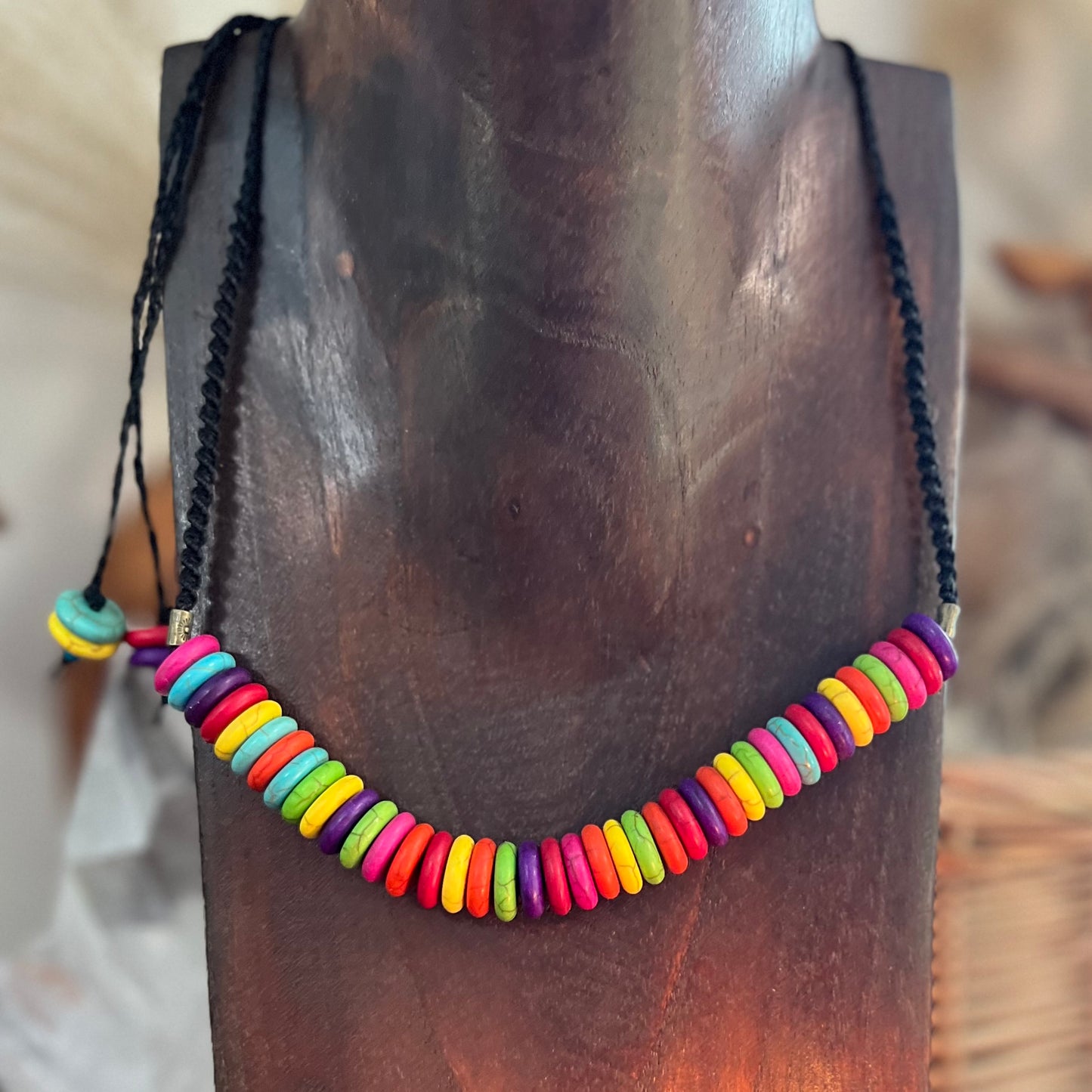 ‘Rainbow Connection’ Magnesite Macrame Necklace
