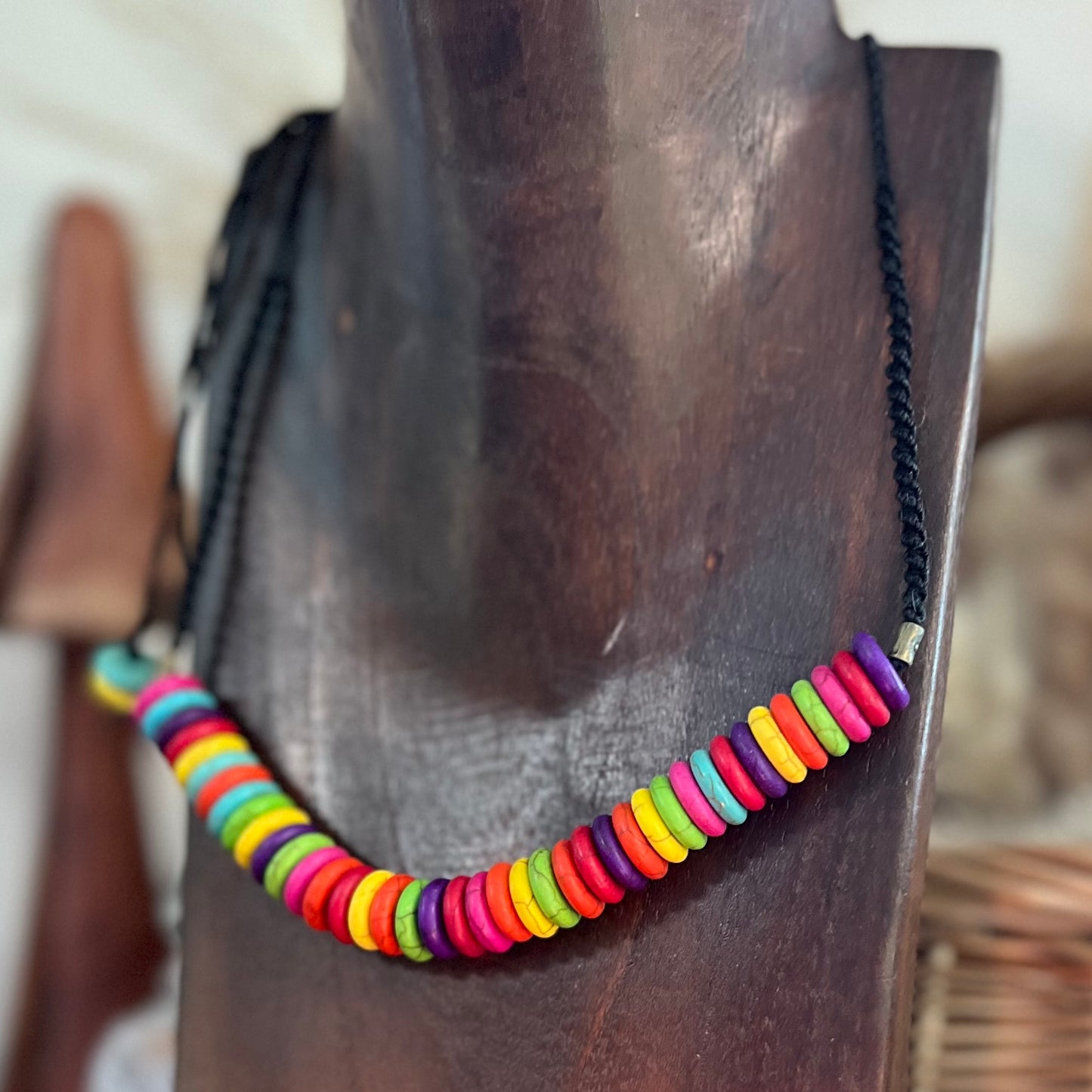 ‘Rainbow Connection’ Magnesite Macrame Necklace