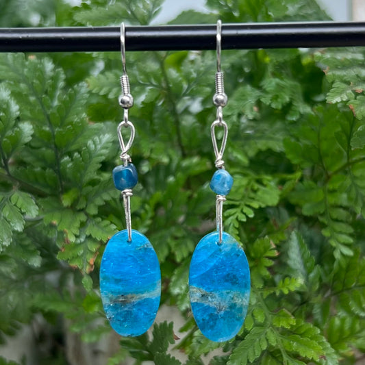 Blue Apatite Crystal Earrings