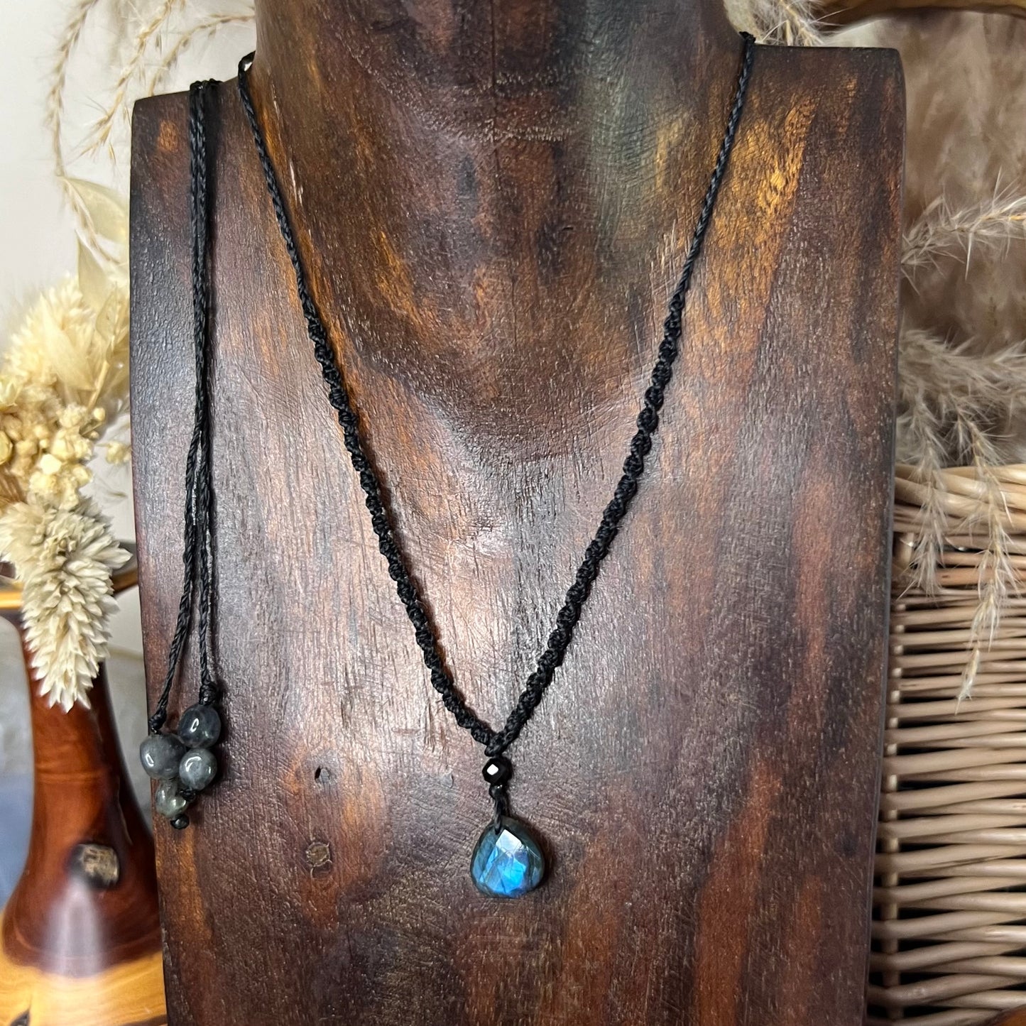 Petite Faceted Labradorite Crystal Necklace