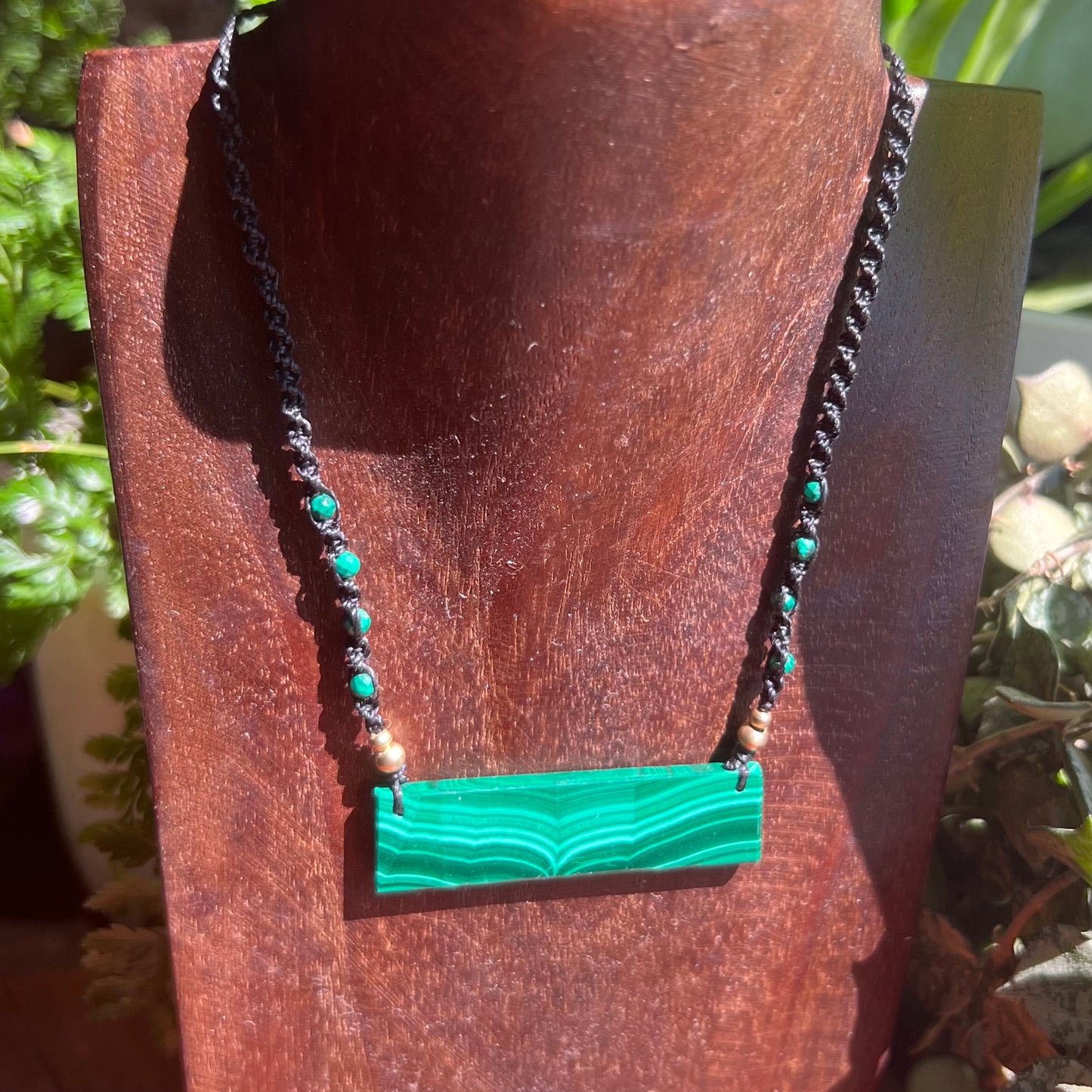 Malachite Crystal Macrame Necklace