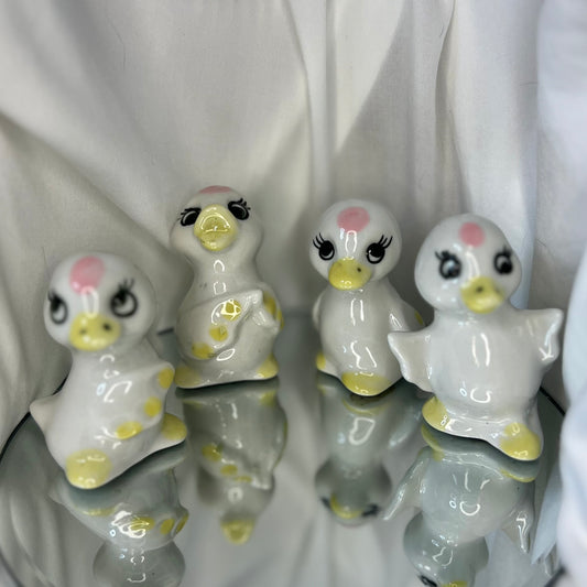 Vintage Anthropomorphic Baby Duck Figurines | Full 4p set | 1960s